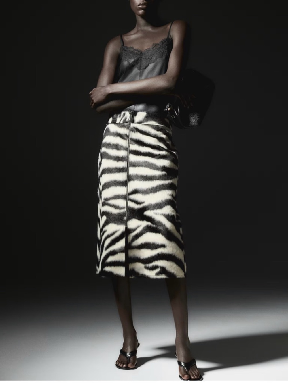 H&M Zebra-Print Pencil Skirt - Black & White